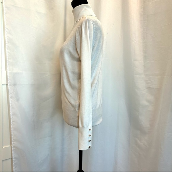 FOREVER 21 Ivory white long sleeve knit turtleneck sweater Sz M - Picture 2 of 10